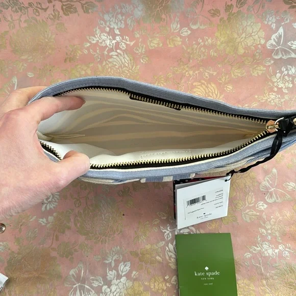 NWT Kate Spade Blue and Cream Striped Clutch - Picture 5 of 5